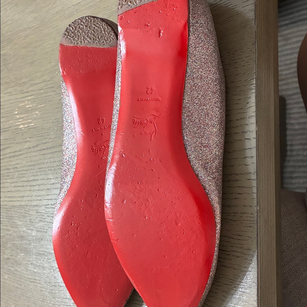 Christian Louboutin Glitter Pointed Ballet Flats in Rose Multi - Picture 11 of 11